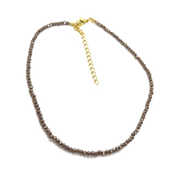 Choker Cristais Capuccino Banhado a Ouro