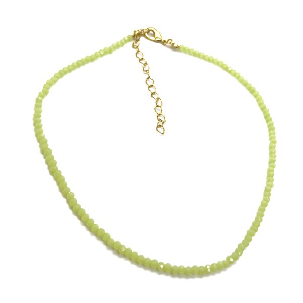 Choker Cristais Verde Peridoto Banhado a Ouro 