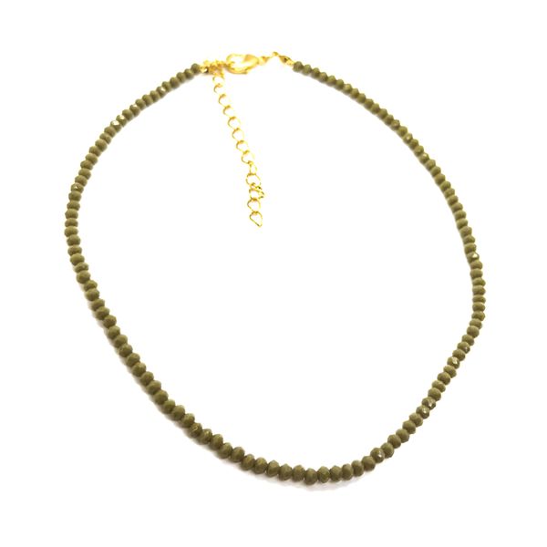 Choker Cristais Verde Musgo Banhado a Ouro