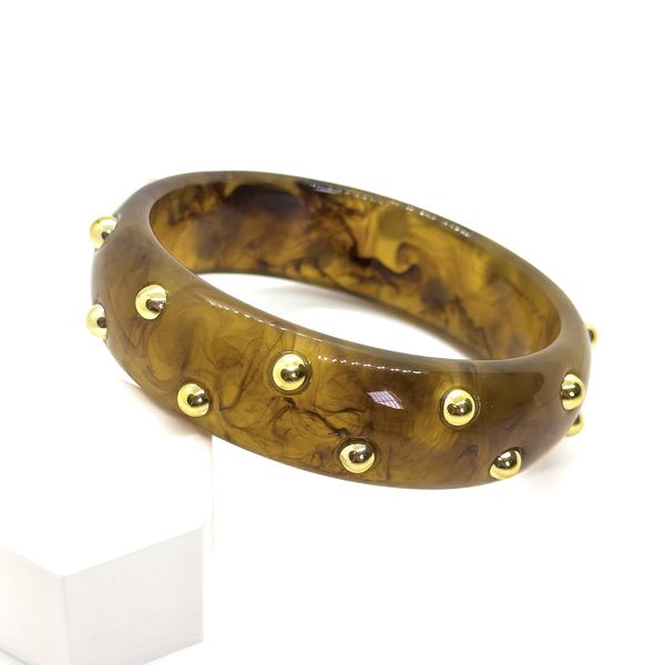 Bracelete Acrílico Boho Banhado a Ouro