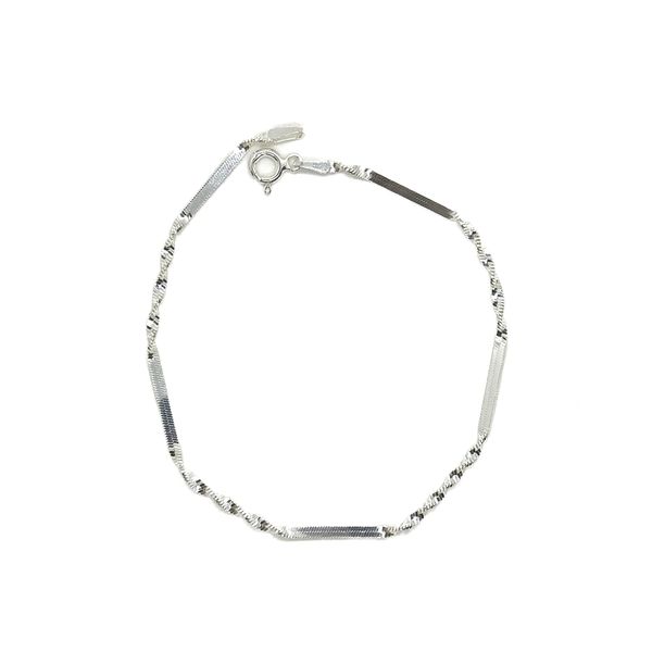 Pulseira Fita Lisa e Torcida em Prata 925