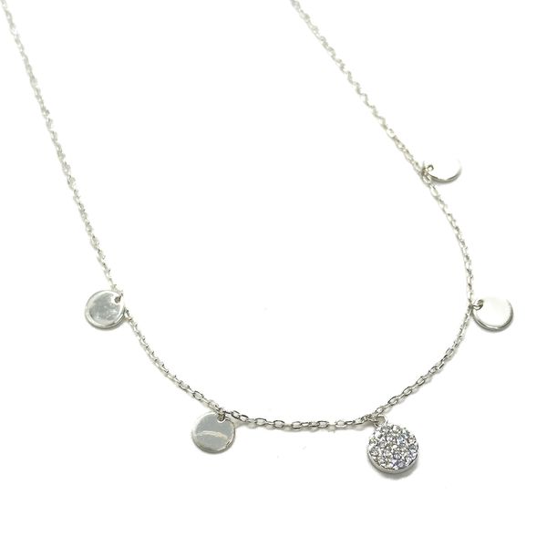 Corrente Choker Moedinha Cravejada em Prata 925