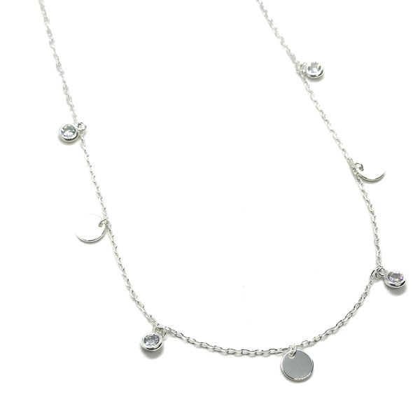 Corrente Choker Moedinhas e Zircônias em Prata 925 