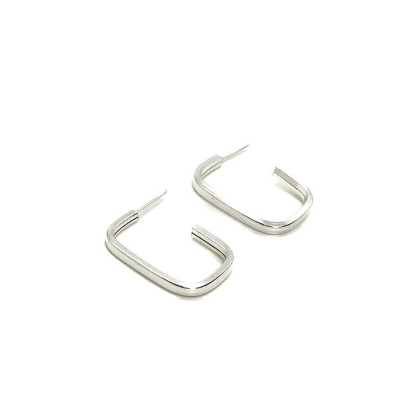 Brinco Meia Argola M Basic Retangular em Prata 925 