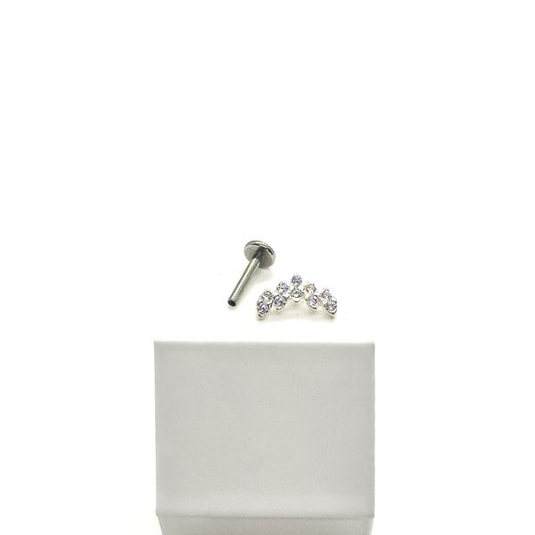Piercing Reto Cravejado em Dupla em Prata 925 