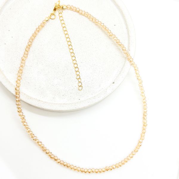 Chocker Cristais Doce de Leite Banhado a Ouro