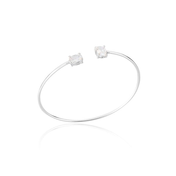 Bracelete em Prata 925 Pedra Oval Cristal