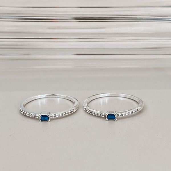 Anel Azul Cravejado Prata 925 