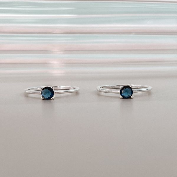 Anel Solitário Azul Prata 925 