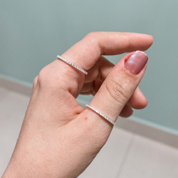 Anel Aparador Inteiro Cravejado Prata 925 