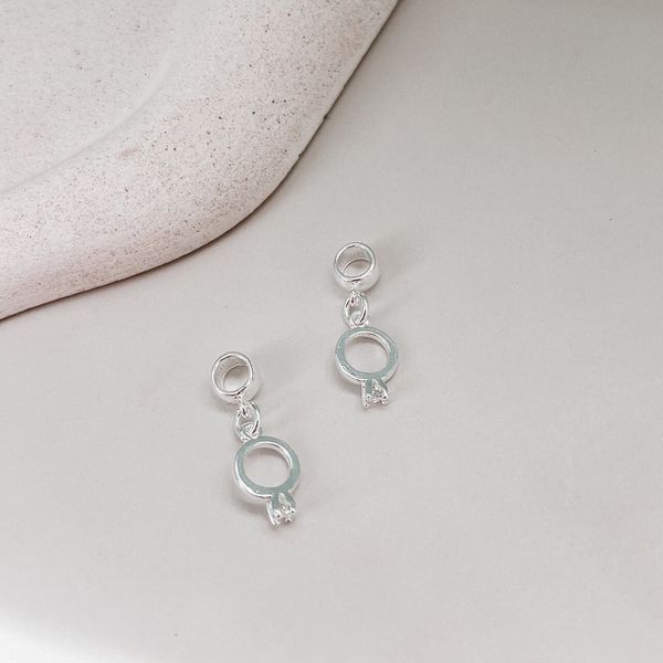 Berloque Anel Solitario Prata 925 