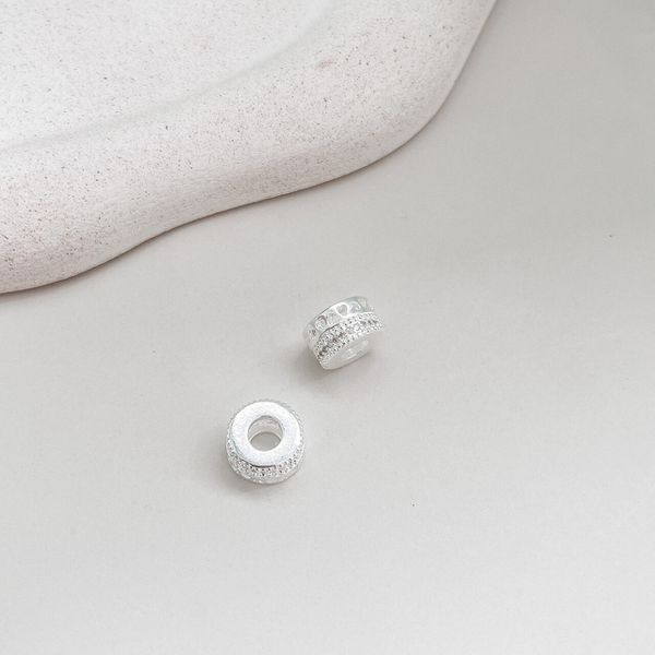 Berloque Separador Cravejado Coração Vazado Prata 925 