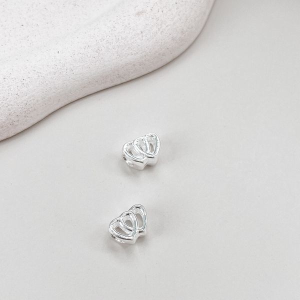 Berloque Separador Coração Duplo Prata 925 