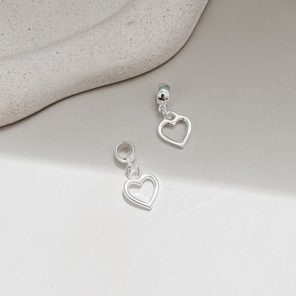 Berloque Coração Liso Vazado Prata 925 