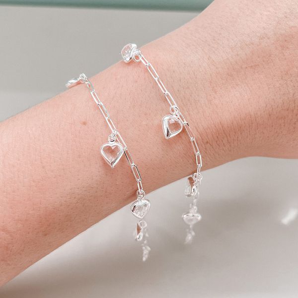 Pulseira Coração Lumi Cristal Prata 925 