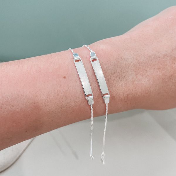 Pulseira Infantil Placa Personalizavel Prata 925