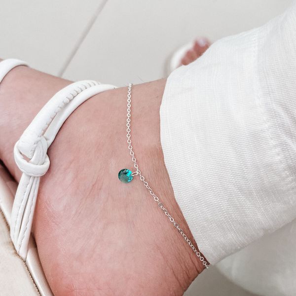 Tornozeleira Pedra Turmalina Prata 925 