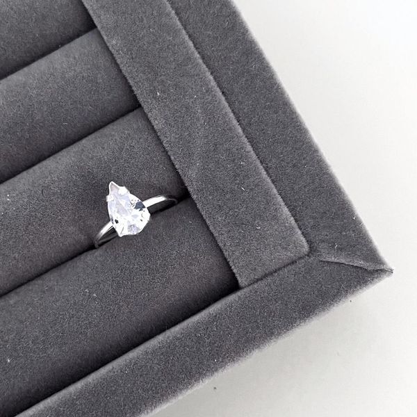 Anel Gota Cristal Prata 925 