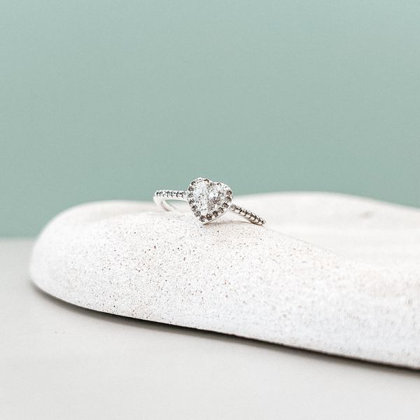 Anel Coração Cravejado Prata 925 