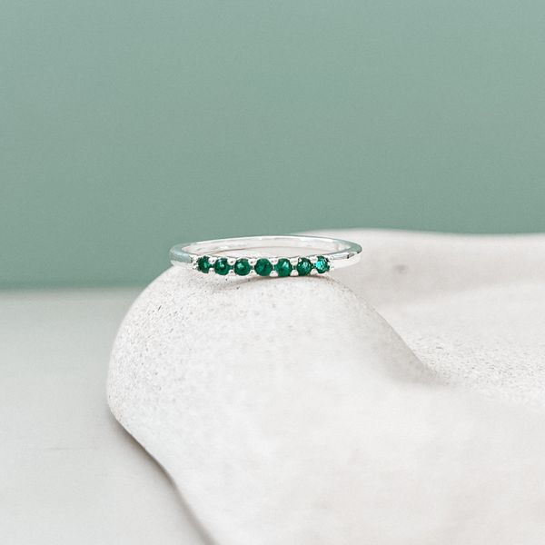 Anel Aparador Verde Prata 925 