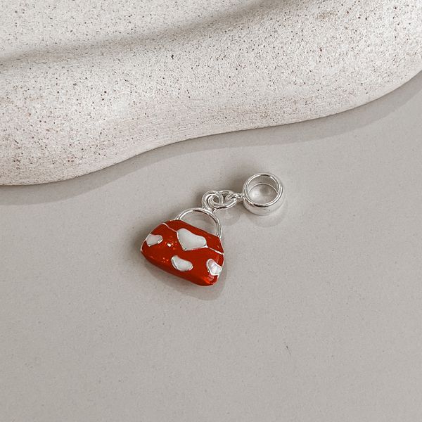 Berloque Bolsa Vermelha Prata 925 