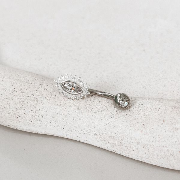 Piercing Umbigo Cravejado Prata 925 