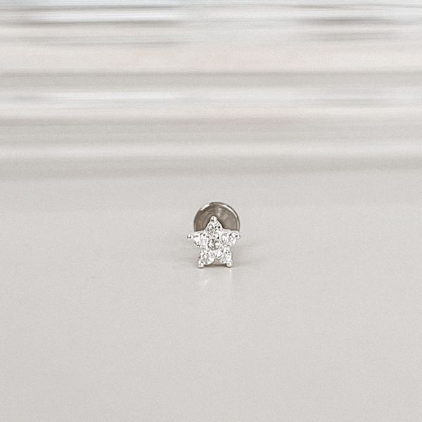 Piercing Labret Flor Cravejada Prata 925 