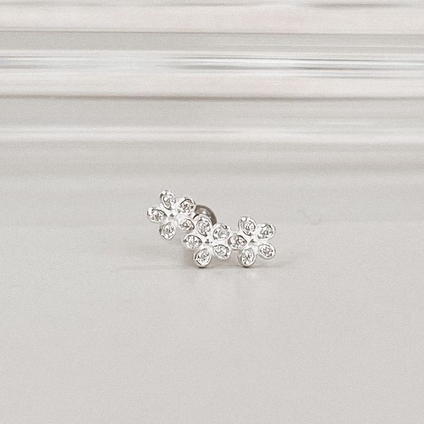 Piercing Tragus Flor Cravejada Prata 925 
