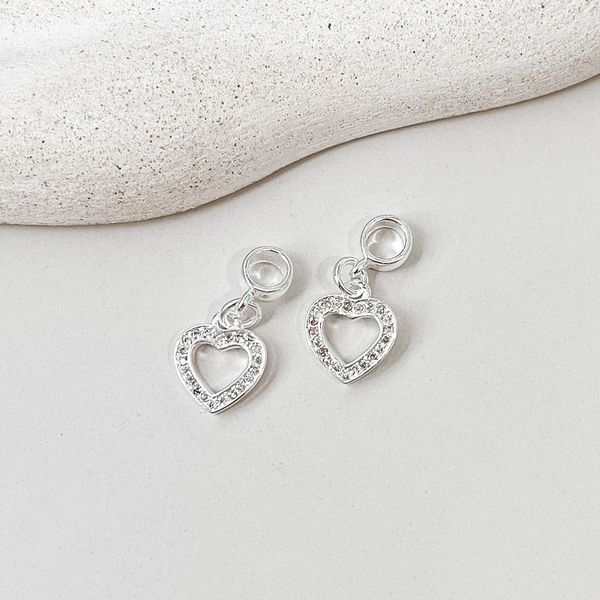 Berloque Coração Cravejado Prata 925