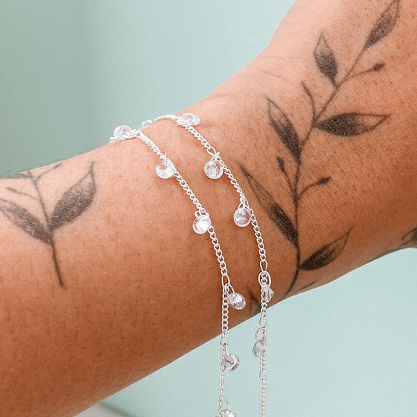 Pulseira De Zirconias Cristal Prata 925 