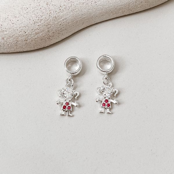 Berloque Menina Rosa Prata 925 