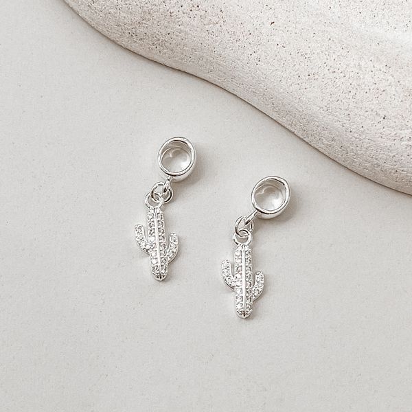 Berloque Cacto Cravejado Cristal Prata 925 