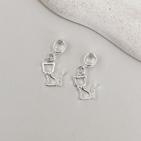 Berloque Gato Liso e Cravejado Prata 925