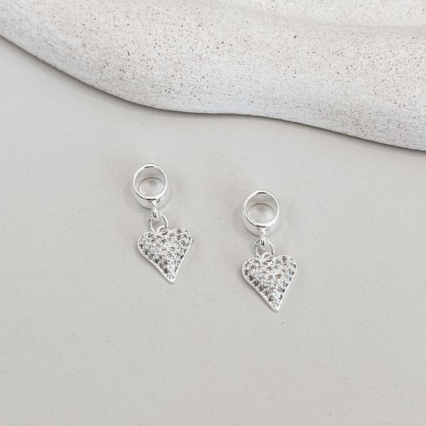 Berloque Coração Cravejado Prata 925 