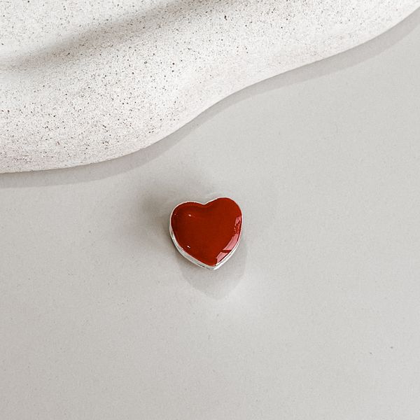 Berloque Separador Coração Vermelho Prata 925 