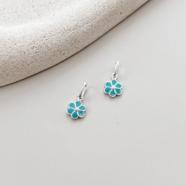 Pingente Florzinha Verde Água Prata 925