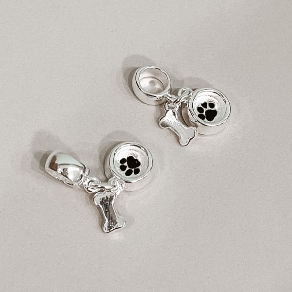 Berloque Osso e Vasilha Prata 925 