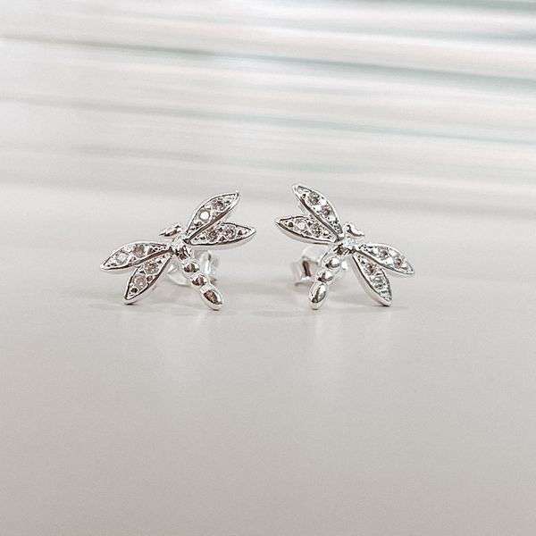 Brinco Libélula Cravejado Prata 925 