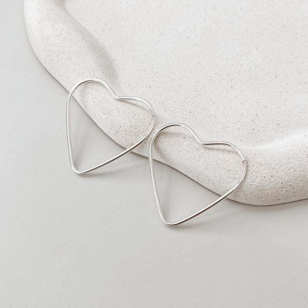 Argola Coração G Prata 925 