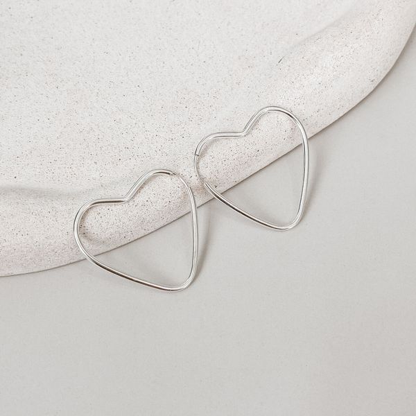 Argola Coração M Prata 925 
