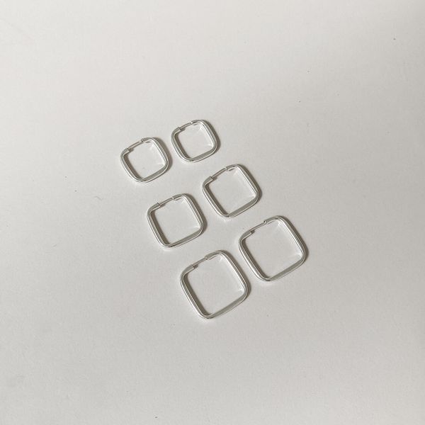 trio argola quadrada prata 925