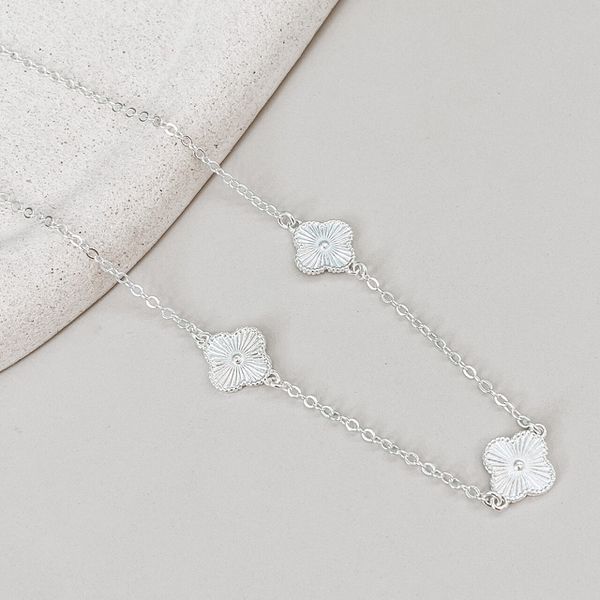 Colar Trevo 40cm Prata 925 