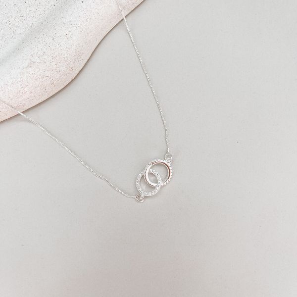 Colar Veneziana Infinito Cravejado 45cm Prata 925