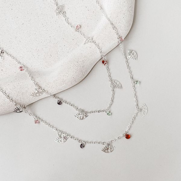 Choker Olho Grego Bip Prata 925