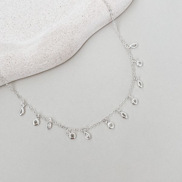 Choker Navete com Zircônias Prata 925 
