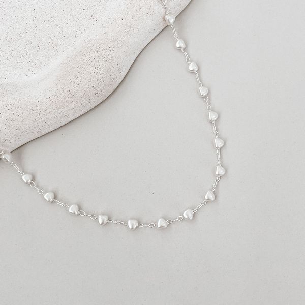Choker Corações Pérola Prata 925 
