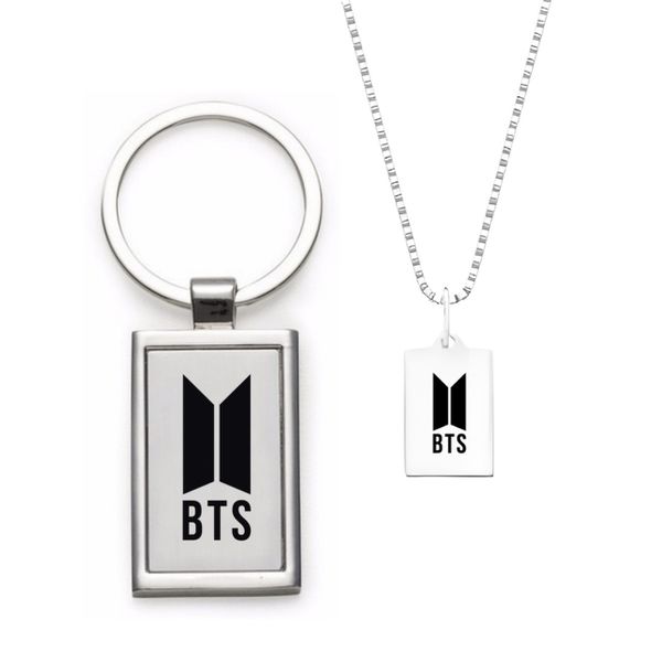 Kit Colar BTS Prata 925 + Chaveiro BTS Aço Inox 