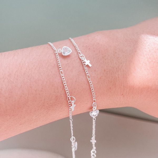 Pulseira Cruz Com Zircônia Cristal 925 