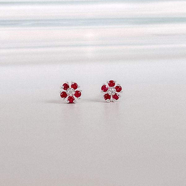 Brinco Flor Rosa Prata 925