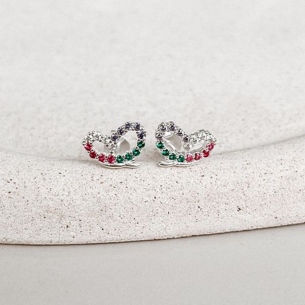 Brinco Borboleta Colorida Prata 925 